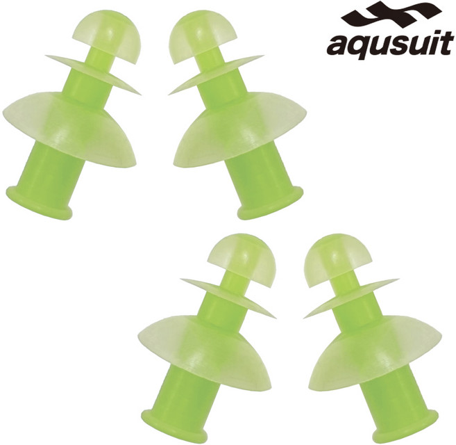 국내생산 아퀴스트 수영 실리콘 귀마개 소음방지 이어플러그 3단 4P 세트, 네온(형광노랑), 1개