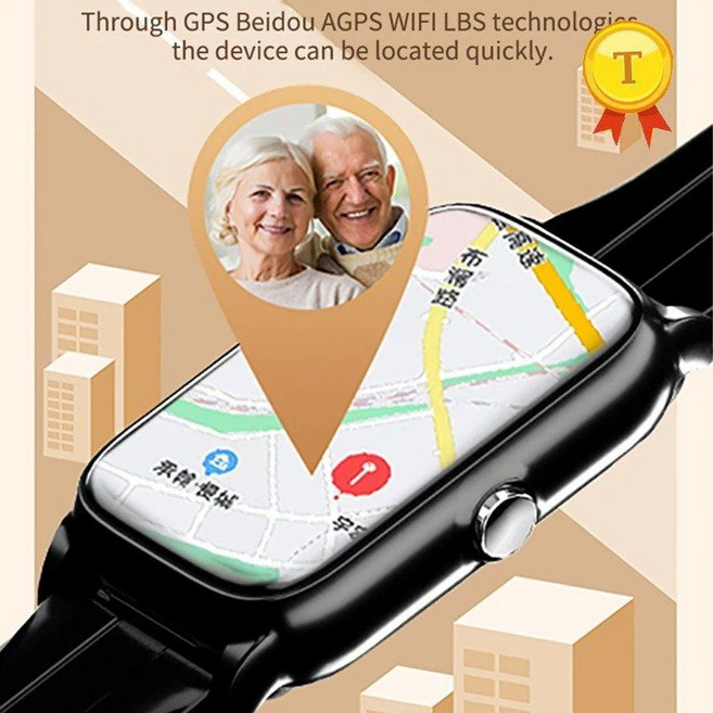 긴급 통화 단추 시니어 팔찌 추적기 GPS 4G 워치 노인 시계 셀러, elderly gps watch, 검정색