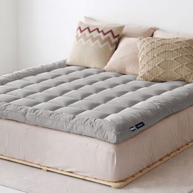 누잠 스프링 토퍼 매트리스 | 특허 기술 | 허리가 편한 푹신함과 지지감 밸런스, 그레이