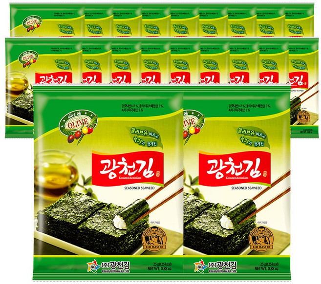 광천김 올리브유 녹차 전장김 25g 20개, 20g