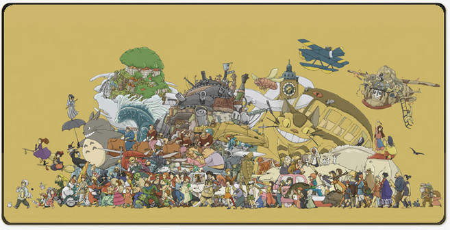 지브리 토토로 포뇨 센과치히로 데스크매트 XL+ 800x400x4mm 검오바, 17 지브리 XL+(800x400검오버)