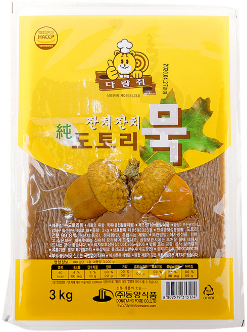 다람쥐 도토리묵 3kg -동양식품- (하루 배송 99%) (아이스박스 포장), 1개
