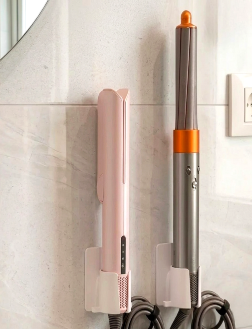 시크벨 다이슨 에어랩 거치대 무타공 벽걸이 드라이기 고데기 수납, 1개, 모던화이트