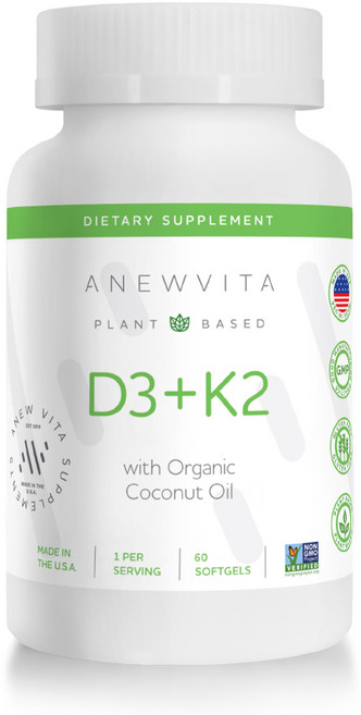 어뉴비타 비타민 D3+K2 식물성 5000IU 비타민K2, 60정, 1개