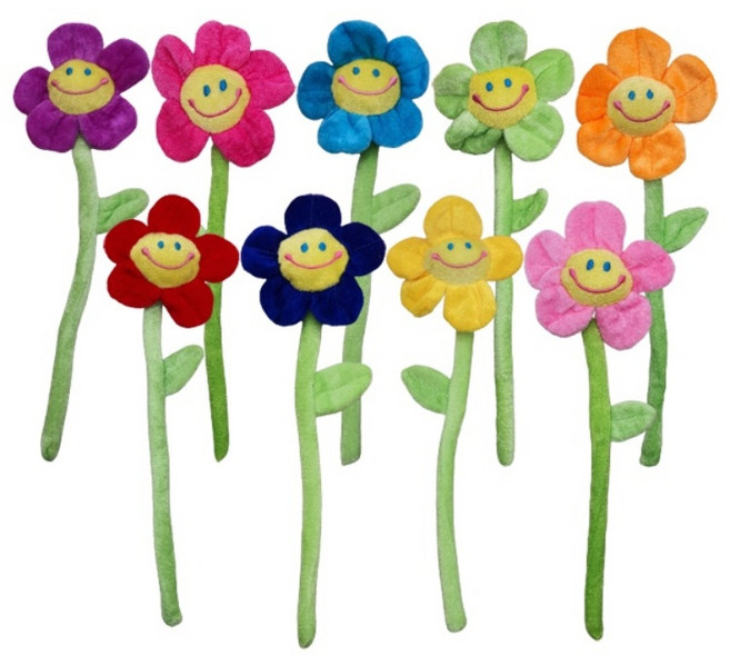 시우리빙 스마일 플라워 철사 봉제인형 9p 세트, 색상별, 1세트, 32cm
