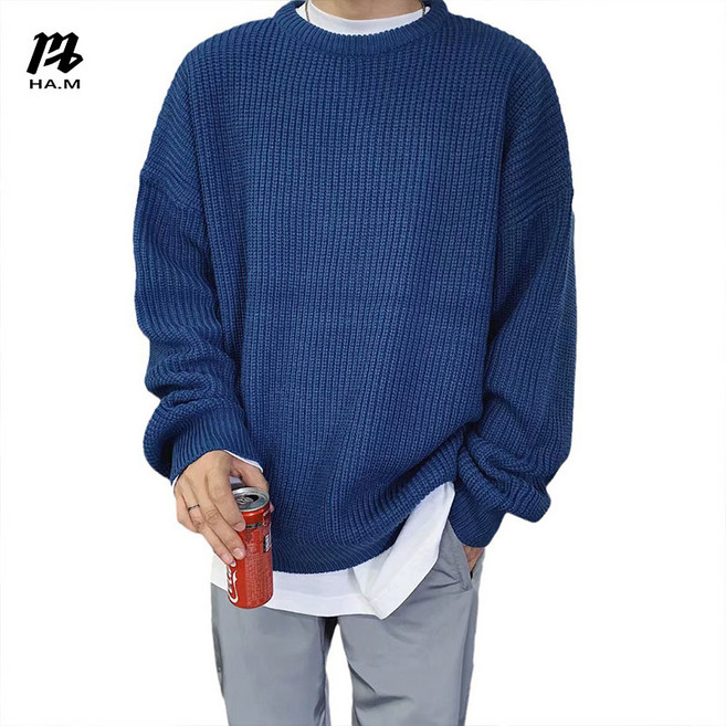 HAM 남성용라운드 무지 긴팔 니트 NANMY-002