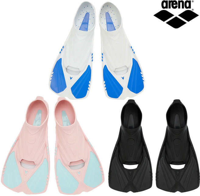 아레나 숏핀+메쉬가방 세트 A5AC1AF03 남녀공용 연습용 오리발 전문가용, 화이트