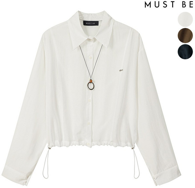 머스트비 여성 스트링 크롭셔츠 (링목걸이set)