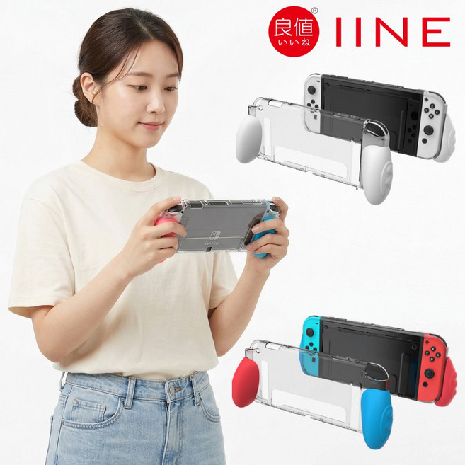 닌텐도 스위치 OLED 그립케이스 일체형 이이네 TPU, 네온, 1개, 네온, n0841