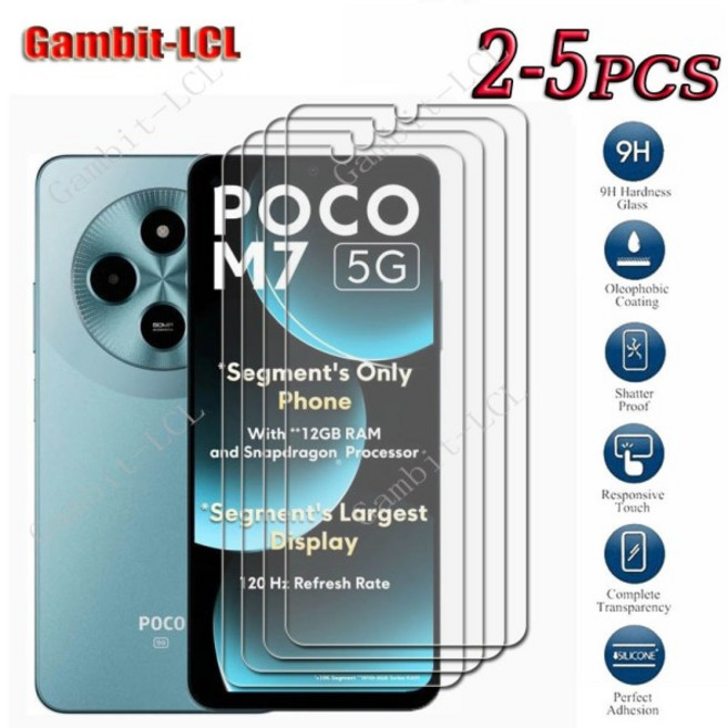 2-5PCS Xiaomi Poco M7 5G 6.88 "PocoM7 C75 PocoC75 화면 보호기 커버 필름 용 9H HD 강화 유리, 04 4 조각, 01 강화 유리, 02 For Poco M7 5G