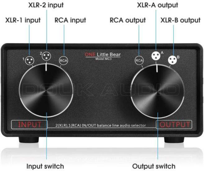 스피커셀렉터 XLR 밸런스드 RCA 스테레오 컨버터 선택기 박스 홈 앰프용 패시브 프리앰프 3IN3OUT