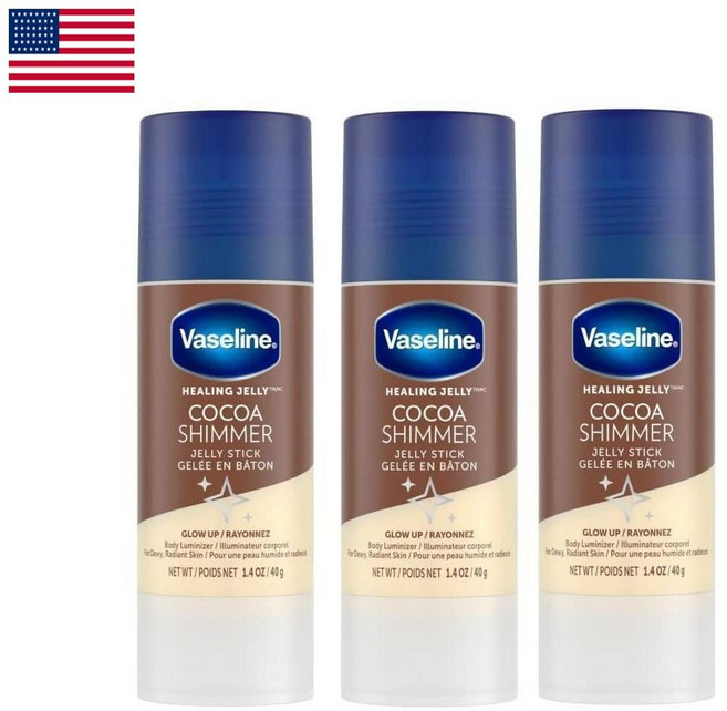 미국 바세린 바셀린 코코아 쉬머 바디밤 젤리스틱 바디스틱 밤스틱 40g 3개