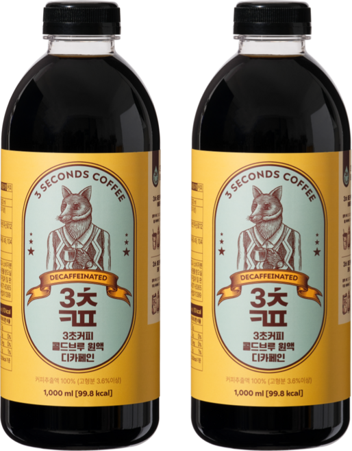3초커피 콜드브루 원액 디카페인, 2개, 1개입, 1L