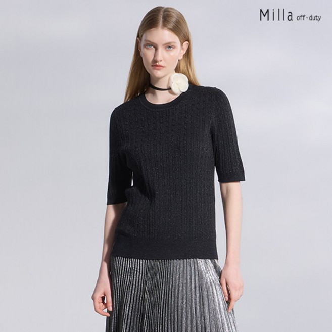 [온플] 밀라 샤이닝 케이블 하프슬리브 니트 3종