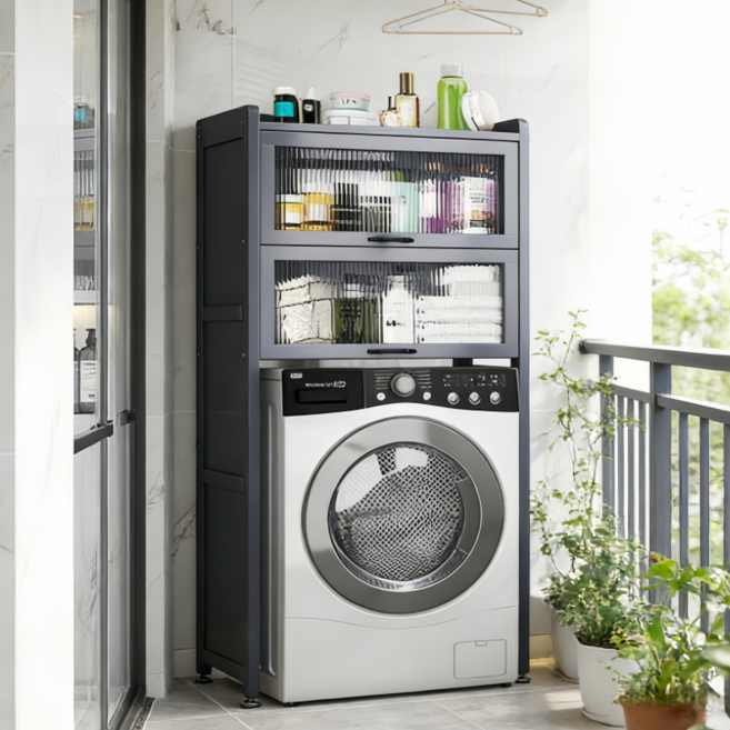 세탁기선반 다기능 수납장 발코니 건조기 선반, 1단, 그레이