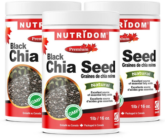 뉴트리돔 캐나다 유기농 블랙 치아씨드 453g Organic Black Chia Seed 1LB, 3개