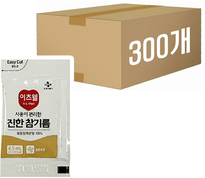 CJ 이츠웰 진한 참기름 일회용, 300개, 4.5ml