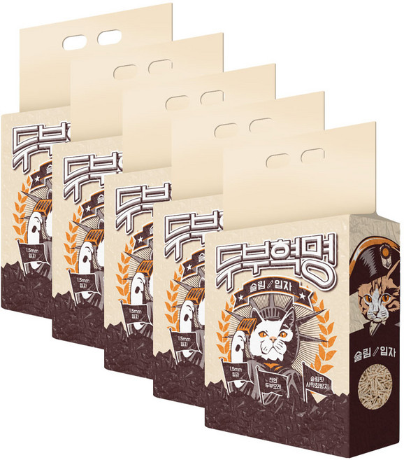 두부혁명 슬림입자 무향 고양이 모래 2.5kg 5개