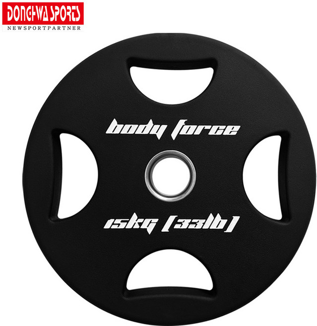 바디포스 TPU 우레탄 원형 중량원판 (4홀) 1.25~20kg [동화스포츠 공식 제품], 15kg, 1개, 블랙