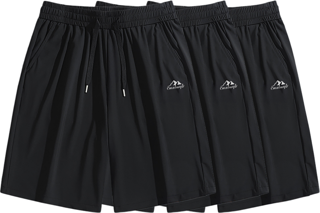 하바우 남여공용 아이스 쿨 냉감 스판 5부 와이드 반바지 3종세트