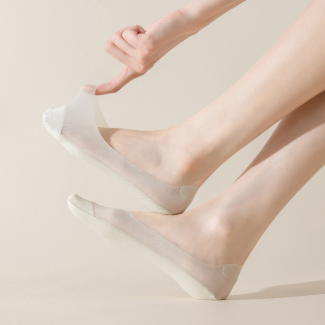 여성용 페이크삭스 실리콘 덧신 안벗겨지는 시스루 논슬롭 쿨 여름 무봉제 3켤레