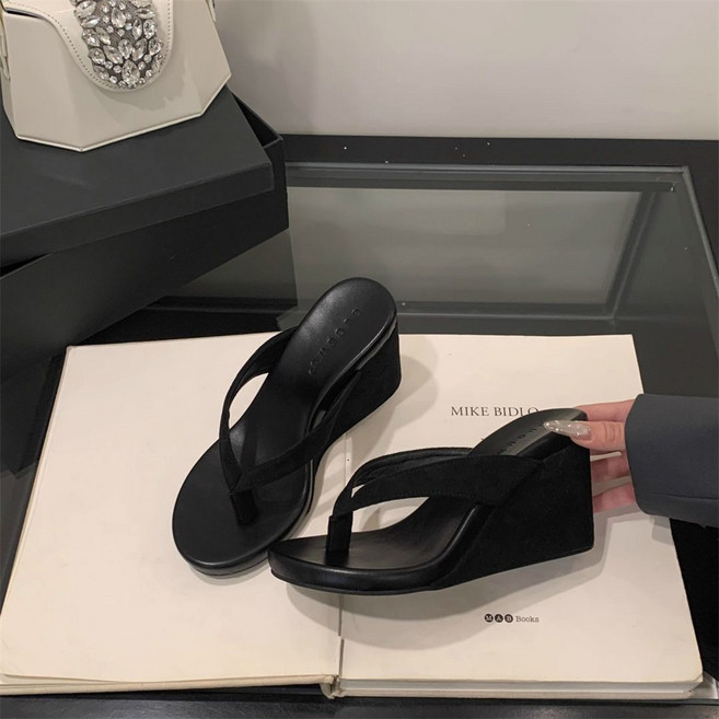 Vezri 여성용 라운드 플립플랍 슬리퍼 여름 캐주얼 두꺼운 굽 슬리프 신발