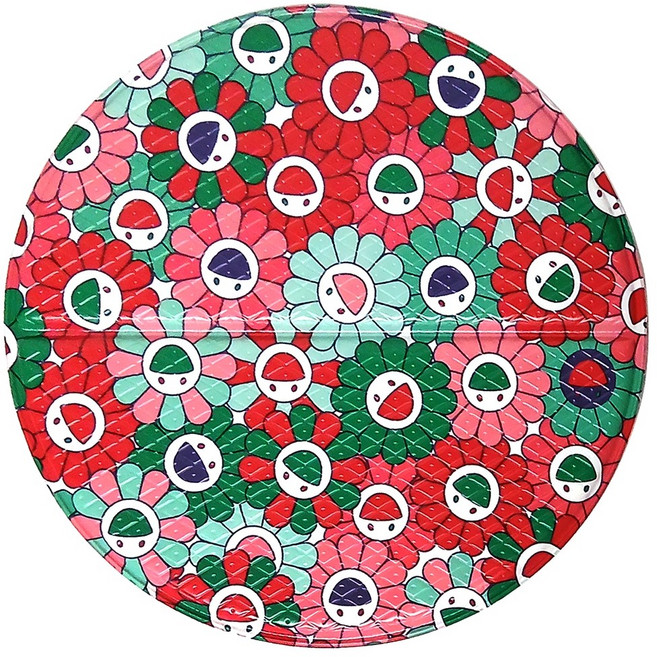 토탈하우스 반접 해피플라워 사우나방석 원형 (L) 32cm 양면 사우나매트 국산제조 캠핑방석 목욕방석 원형방석, 그린레드, 1개