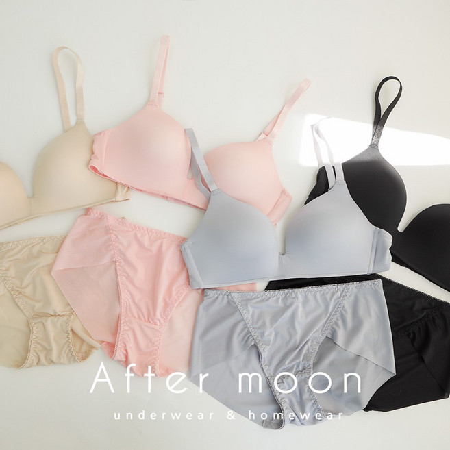 [애프터문] 노와이어 누디 몰드 데일리 브라 팬티 속옷 세트