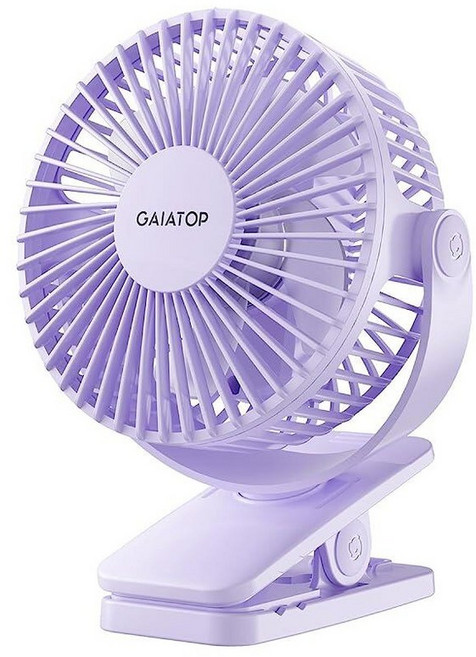 Gaiatop 휴대용 클립 온 팬 배터리 작동 작고 강력한 3단계 속도 조용한 360° 회전 USB 충전식 미니 개인용 냉각 팬 책상 테이블 홈 오피스 유모차 캠핑 여성, 라이트 퍼플