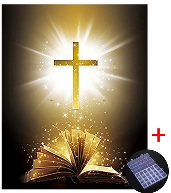 더영흥 보석십자수 ( 캔버스형 ) 30 x 40 cm DIY 풍수 해바라기 사과, 1개, 아름다운성경책