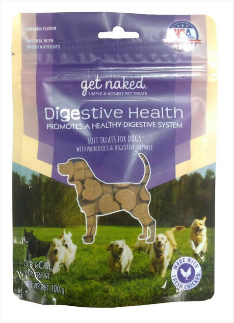 get naked. 犬用機能軟點心 添加益生菌與消化酵素 促進消化系統健康, 100g, 1個, 腸胃保健軟點心