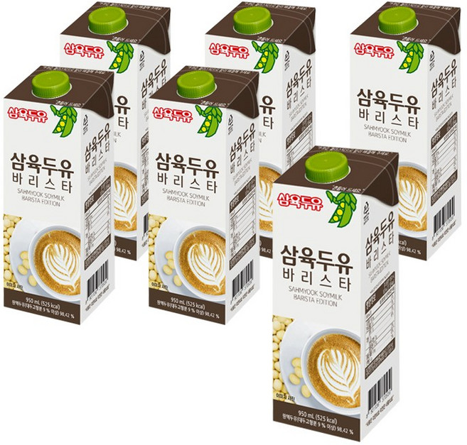 삼육 바리스타 두유 6팩 950ml 멸균팩 대두원액 식물성 단백질, 6개