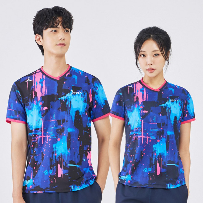 TVTS-1077R/1078R 그래비티 네이비 반팔 티셔츠 탁구복 배드민턴의류 스포츠의류