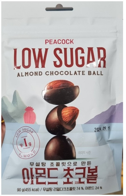 피코크 로우슈거 아몬드초코볼 60g, 3개