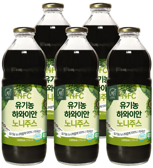 NFC 유기농 하와이안 노니 주스 1000ml, 1L, 5개