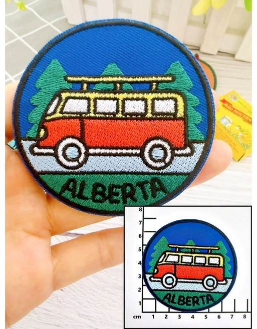 皮卡布 露營 登山 戶外 刺繡布貼 貼布 徽章 ALBERTA露營車