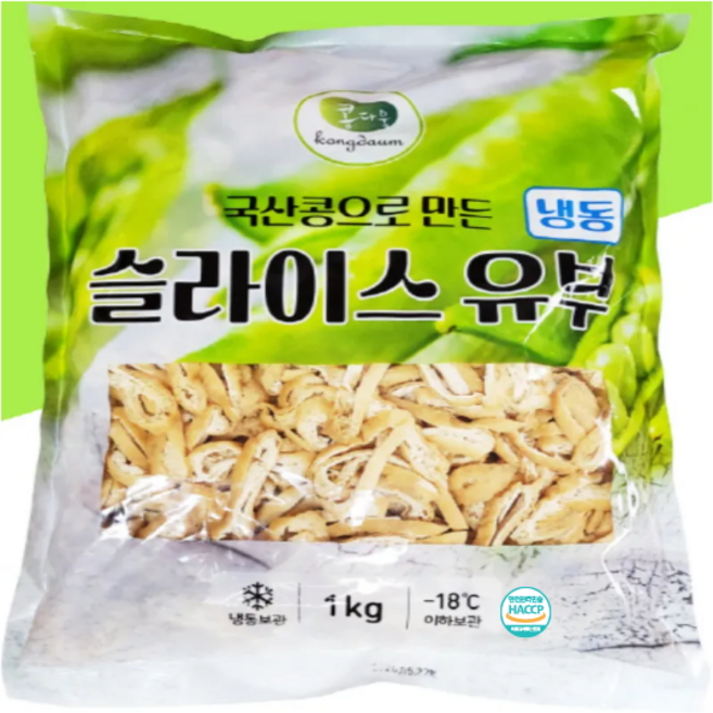 콩다움 국산콩 냉동 슬라이스 유부 1kg, 1개