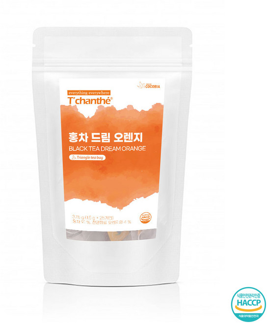 티샹떼 홍차 드림 오렌지 25티백 1.5g 블랙티 삼각티백, 1개, 25개입