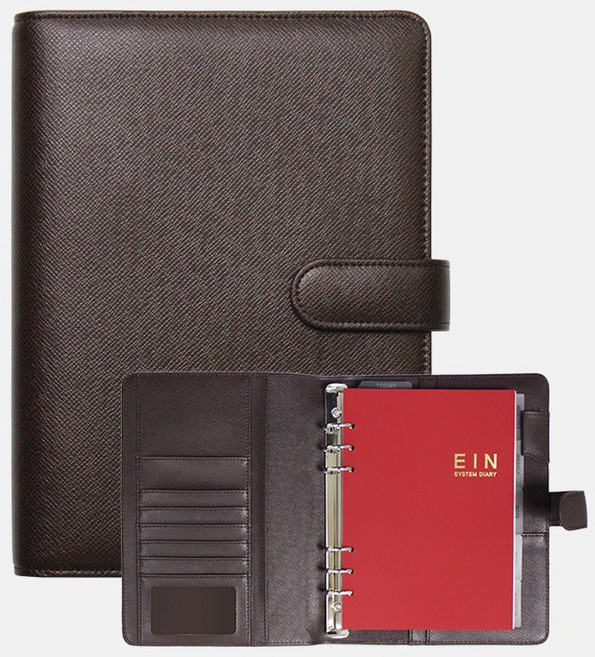 아인텍 프리미엄 가죽 만년 다이어리_AA19, 2단_다크브라운[H3571]