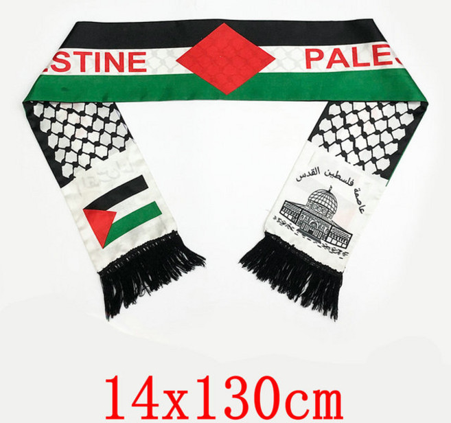 Zwjflagshow 14x130cm 팔레스타인 플래그 사용자 지정 스카프 축구 팀 인쇄 새틴, [01] 14x130cm 1pcs, [02] flag, 1개