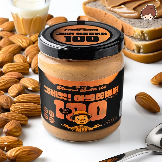 순 100% 아몬드로 만든 그레잇 아몬드버터 저탄고지 스무스 아몬드잼 마그네슘, 200g, 1개 - 쿠팡