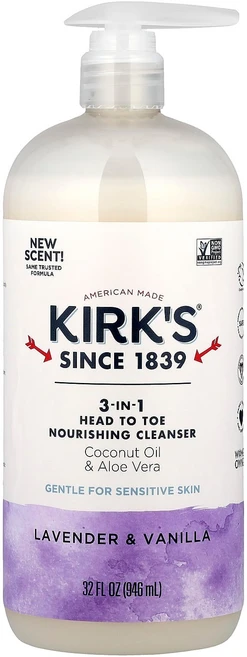 커크스 3-in-1 헤드 투 토 너리싱 클렌저 라벤더 & 바닐라 향 946ml (32 fl oz) KIR-11028 - 쿠팡