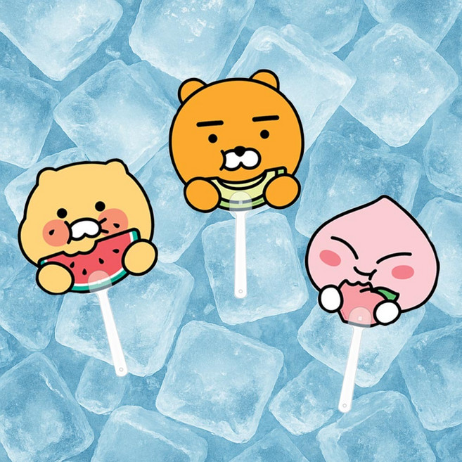 카카오 썸머 플루트 부채 3개 세트, 라이언, 1개
