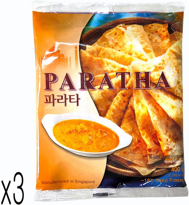 새마원 냉동 정통 인도빵 파라타 400g 패스트리 페스츄리 난 전병 피자 또띠아, 3개