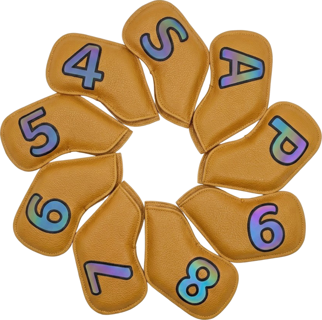 캐디샵 남자 여성 아이언커버 세트, 1세트, 브라운