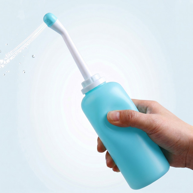 휴대용 수동 비데 여행용 간이 세정기 산모 임산부 위생 분사기 이동식 캠핑 물통 준비물, 블루, 1개