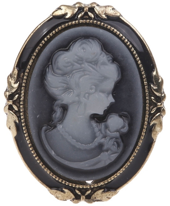 1pc 여왕 레이디 빈티지 빅토리아 디자인 카메오 블랙 에나멜 브론즈 브로치 핀