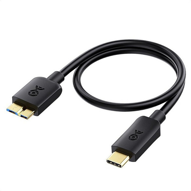 Cable Matters 10Gbps 짧은 USB C - 마이크로 USB 3.0 케이블 - 0.3m(1피트) USBC 하드 드라이브 케이블 마이크로 B - USBC 코드, 1 ft, 2) 블랙 - 3.3 ft