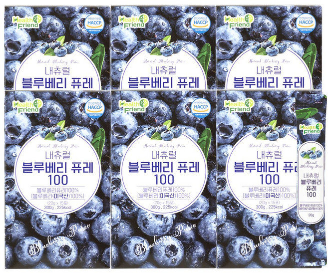헬스프랜드 내츄럴 블루베리 퓨레 100, 90개, 20g