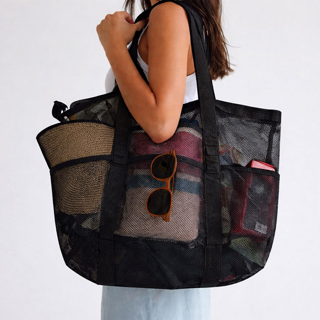 그린카멜 빅사이즈 메쉬 비치 백 물놀이 수영 가방
